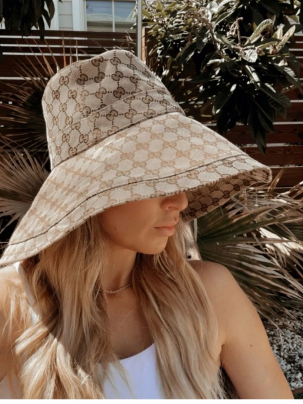 Gucci Brown GG Supreme Logo Bucket Hat